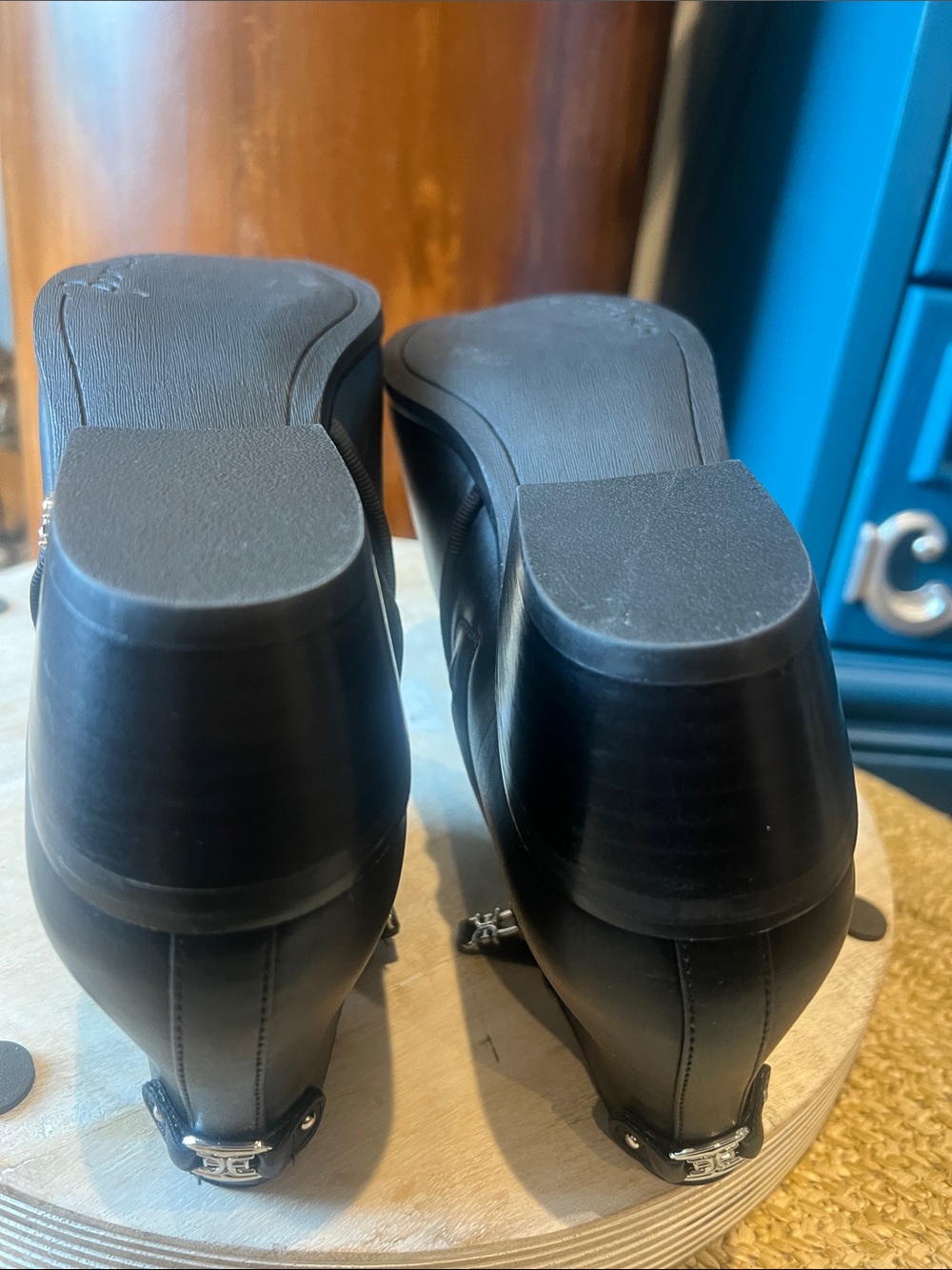 Women's Sam Edelman Petty Ankle Bootie Black Leather Size 9 - Picture 8 of 9